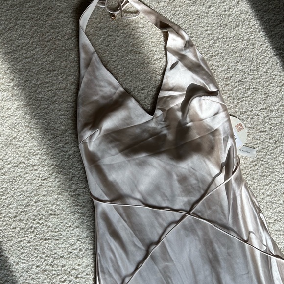 Hello Molly Endless City Halter Maxi Dress Satin Champagne - Picture 4 of 4